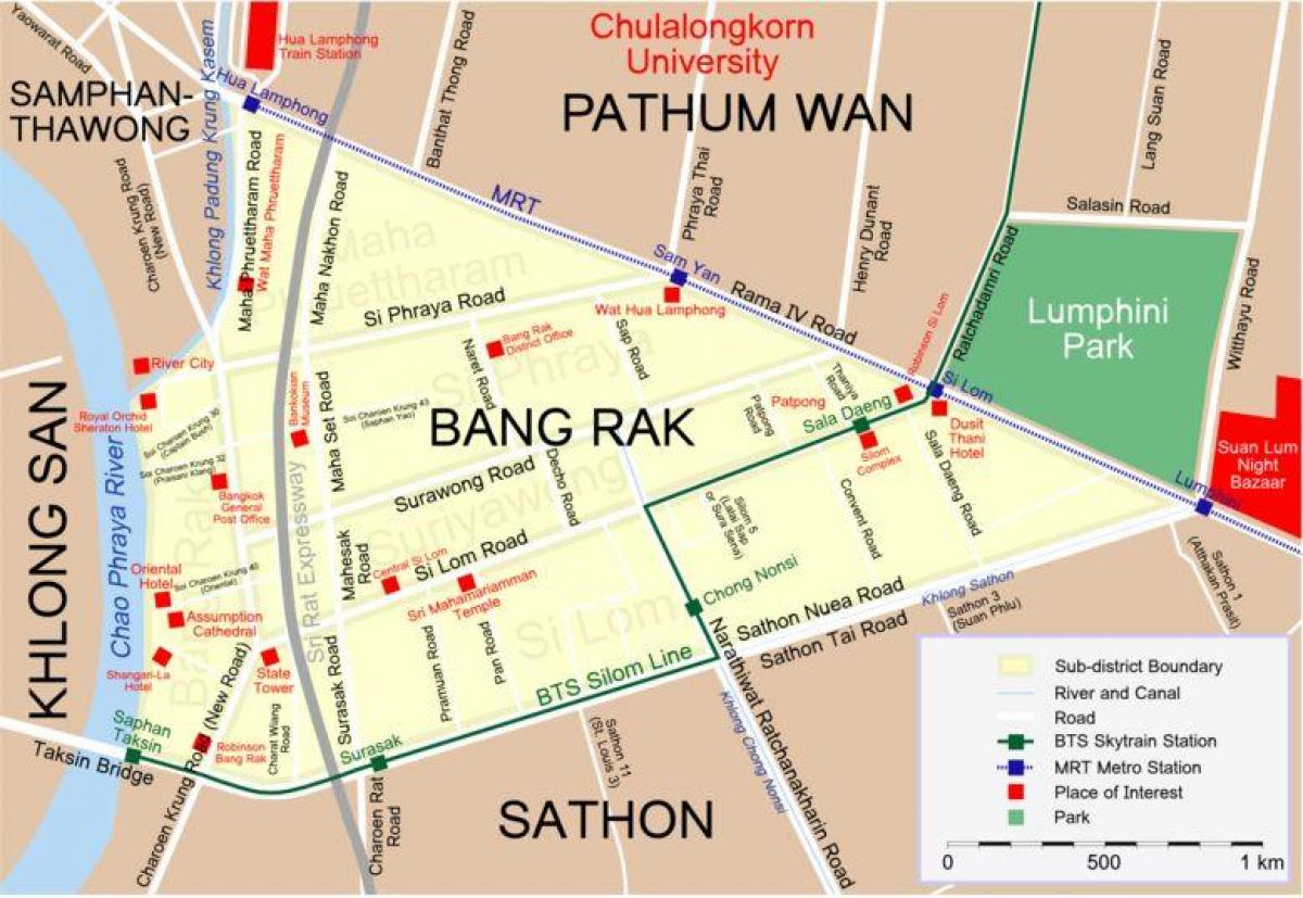 карта Бангкока красных фонарей
