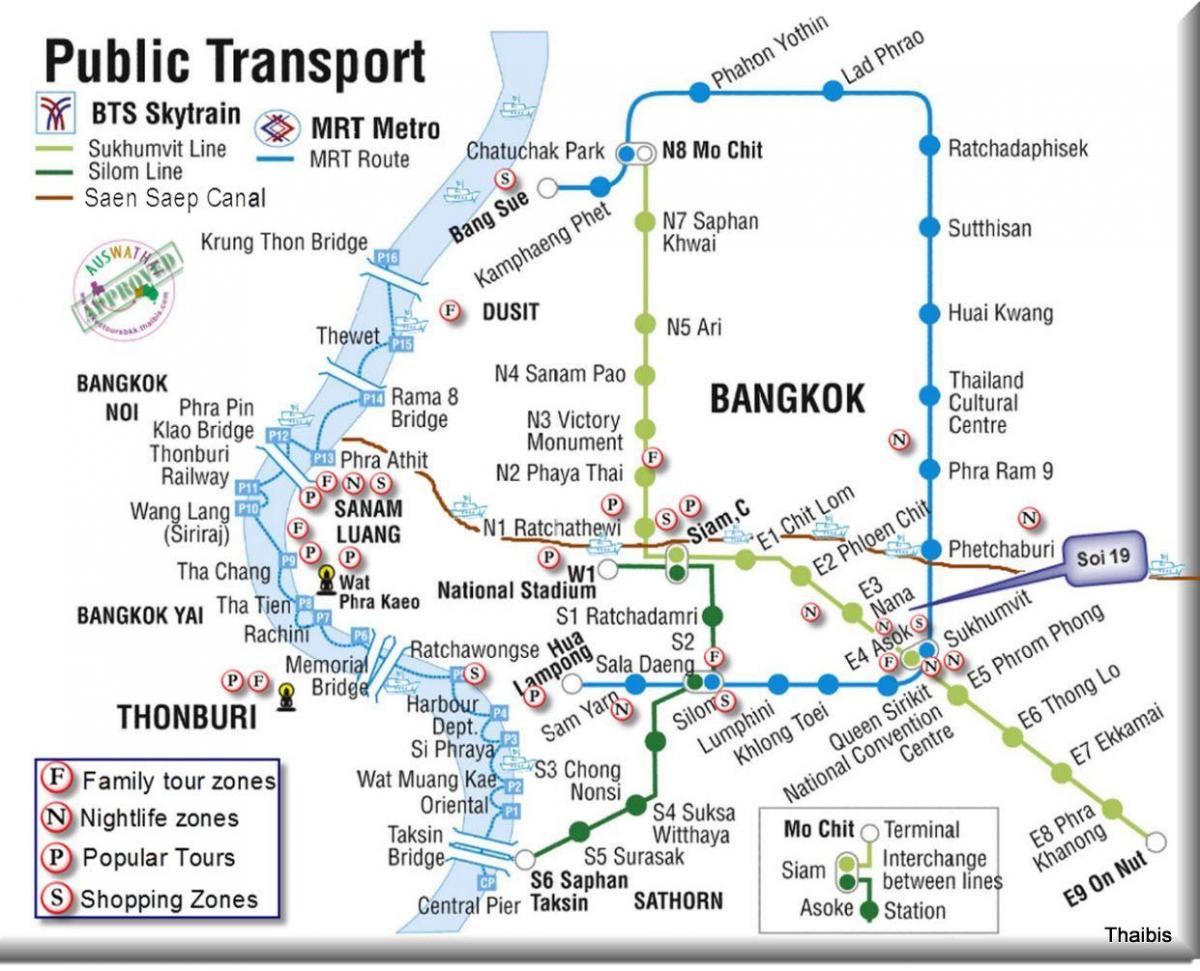общественный транспорт Бангкока карта