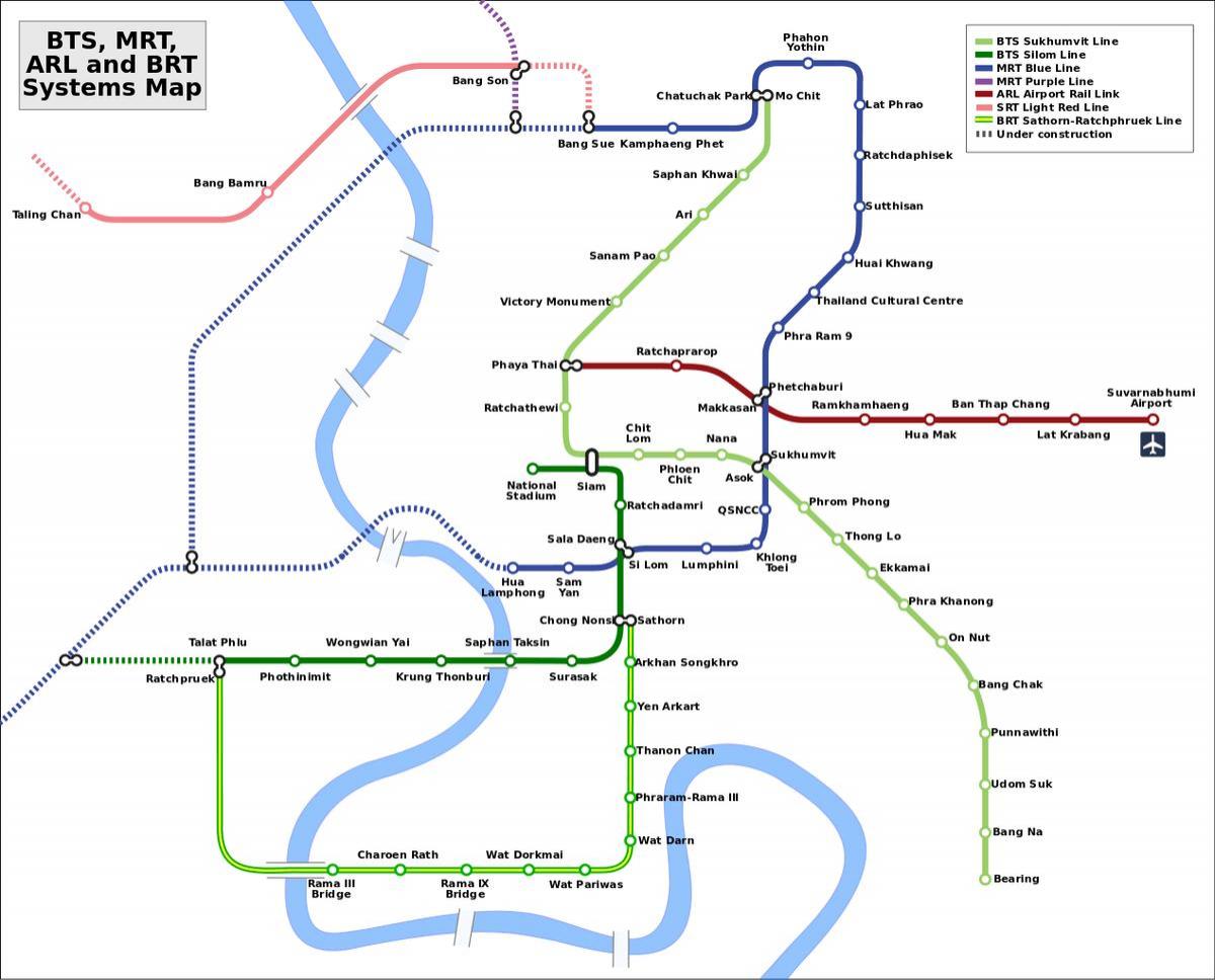 аэропорт железнодорожное карте Бангкока