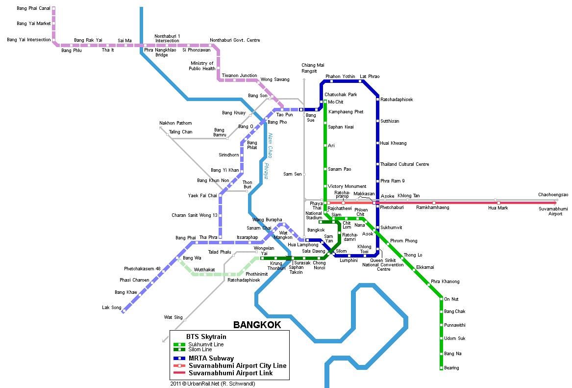 карта метро в Бангкоке Таиланд