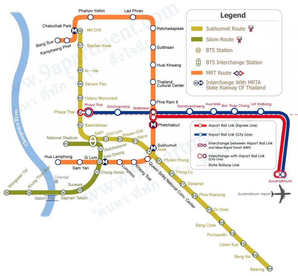 метро и BTS Бангкока карта
