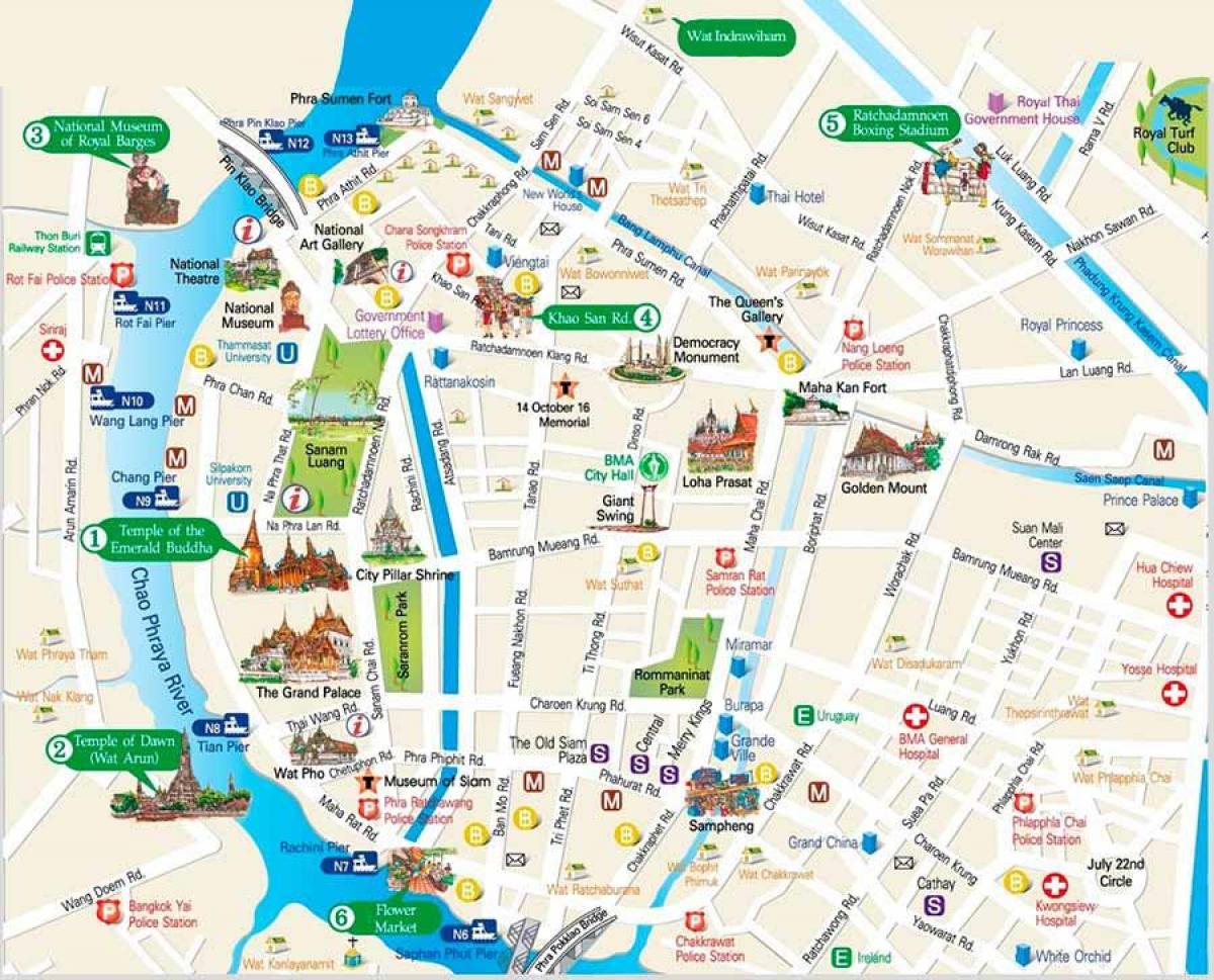 Бангкок места для посещения на карте