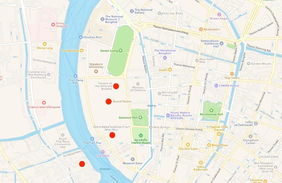 карта храмов в Бангкоке