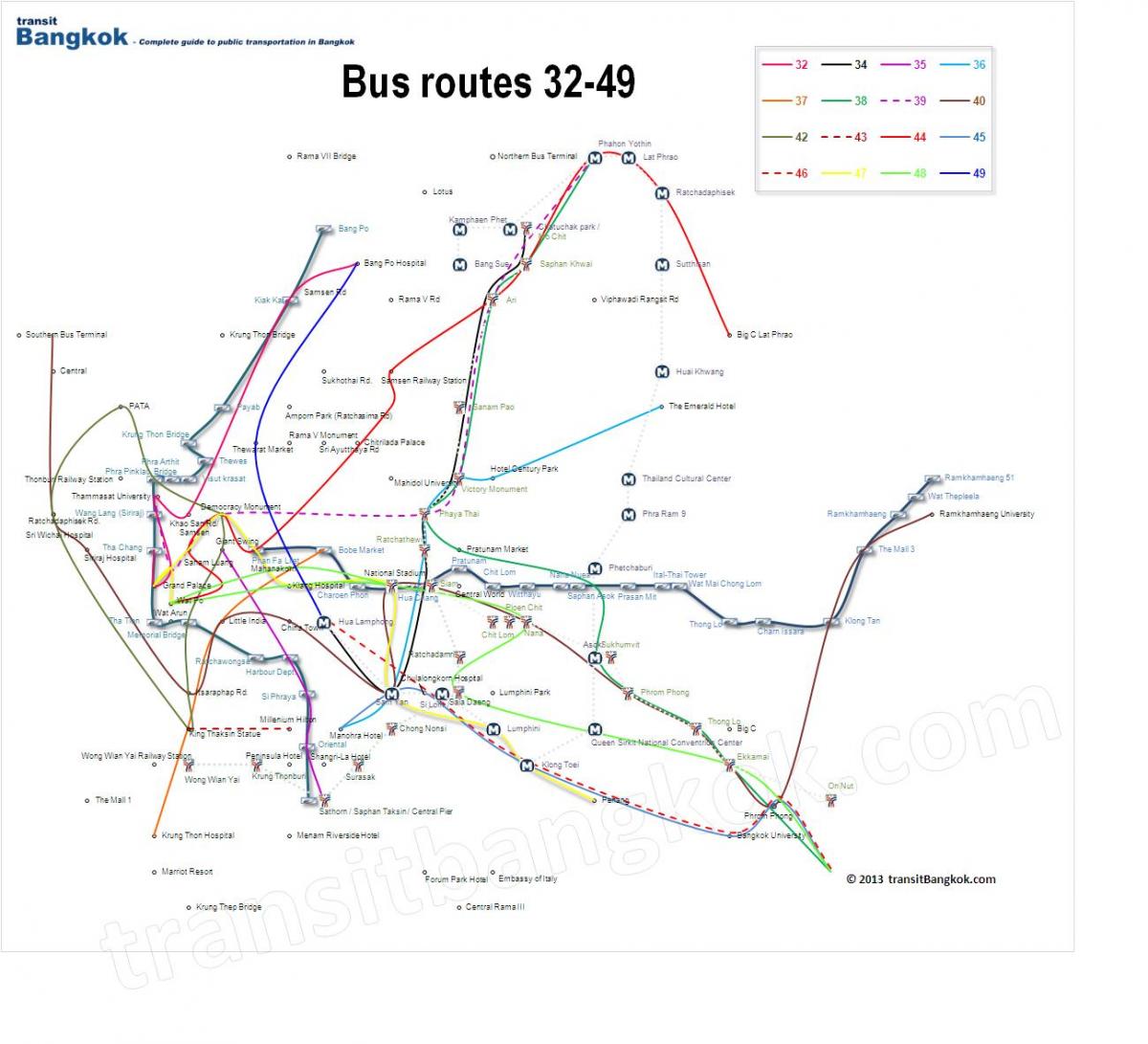 карта автобусных маршрутов Бангкока