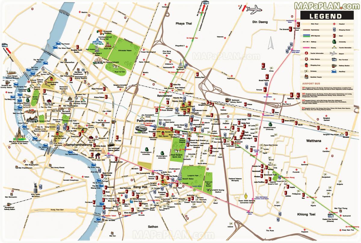 главные достопримечательности Бангкока на карте