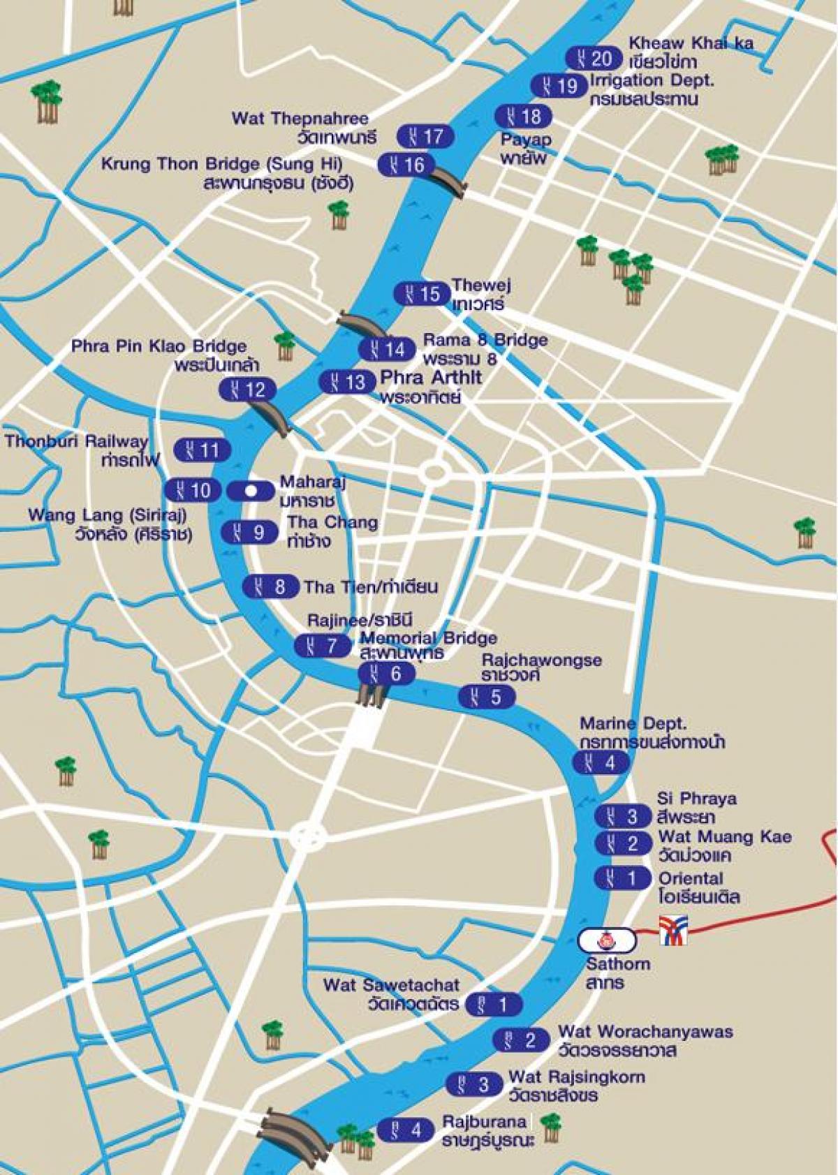 речное такси на карте Бангкока