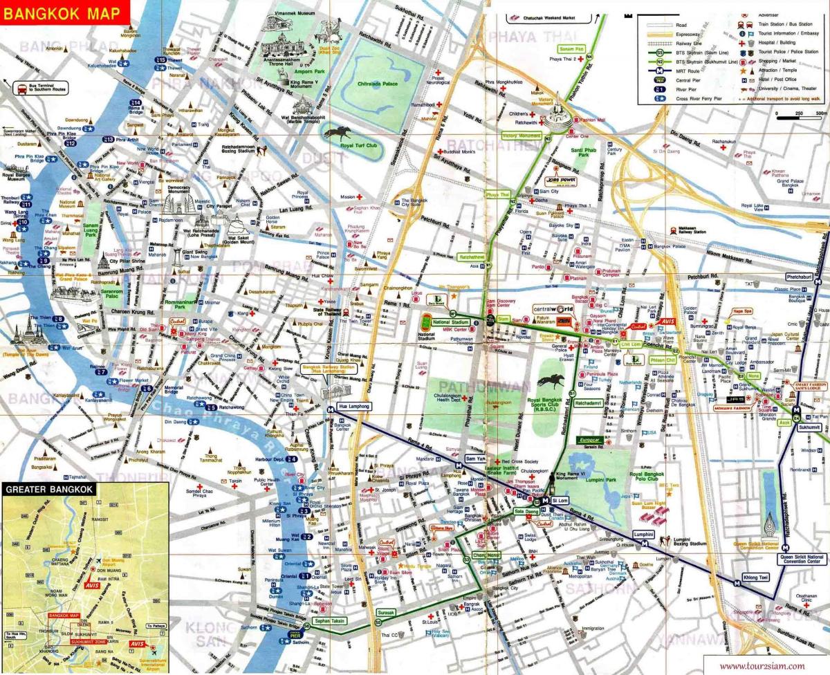 туристическая карта Бангкока на английском