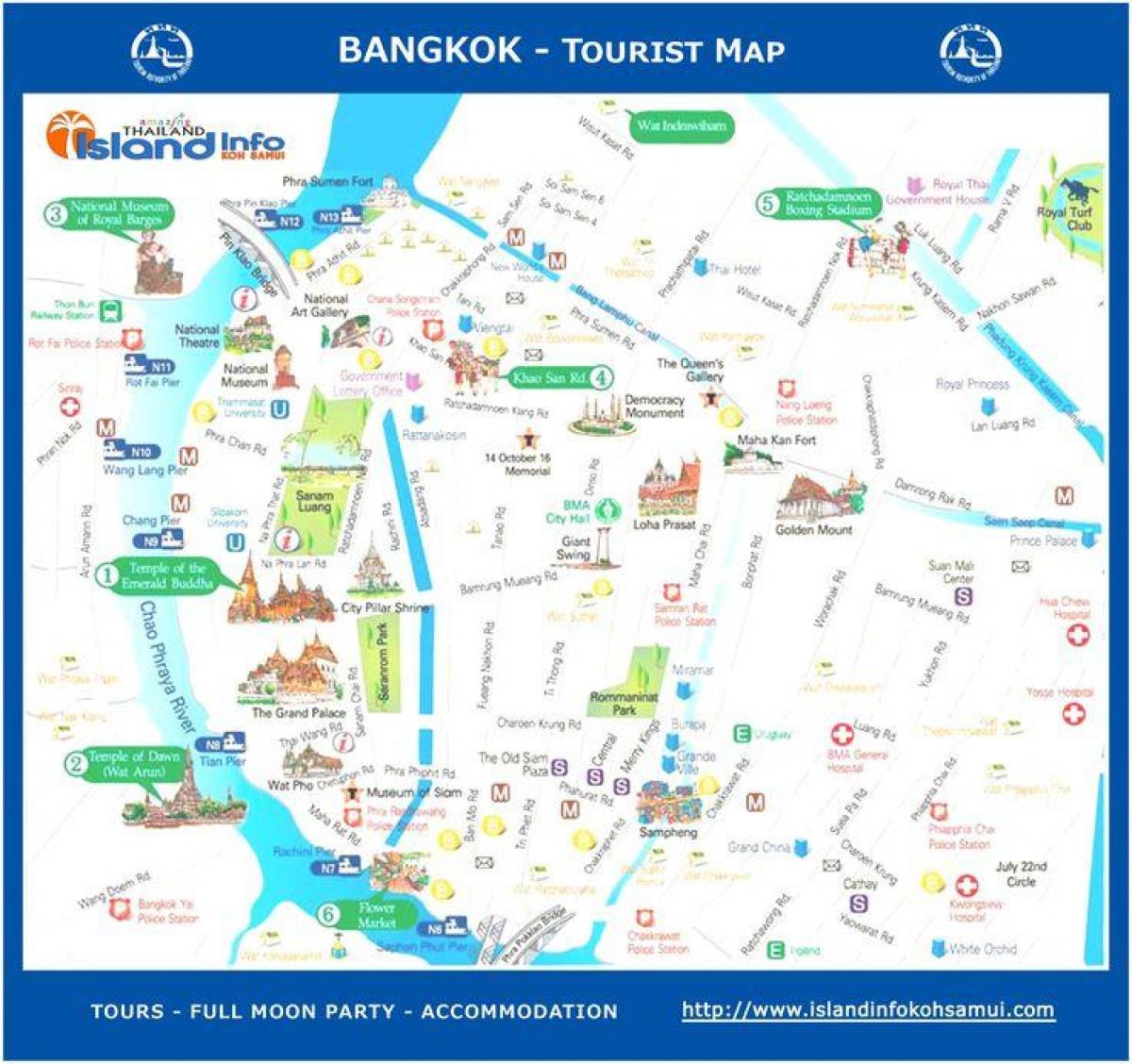 Бангкок, Таиланд туристическая карта