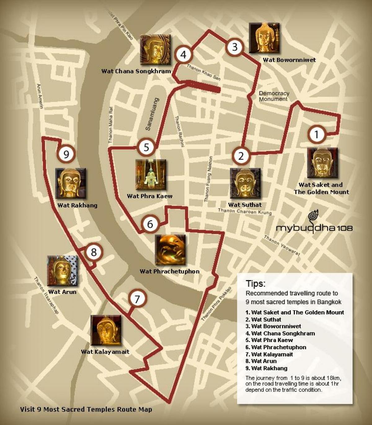 карта Бангкока храм тур