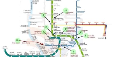 Карта Бангкока BTS карту с достопримечательностями